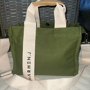 Forest green crossbody tote bag